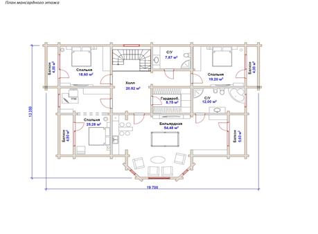 План дома из комбинированных материалов «Палаты»