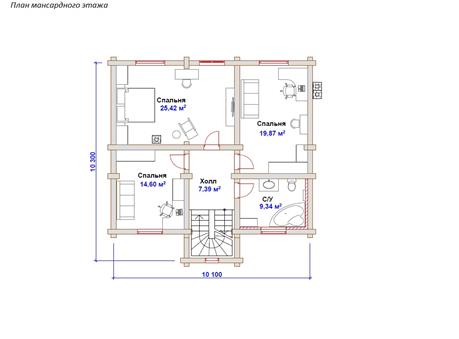 План дома из комбинированных материалов «Вольга»