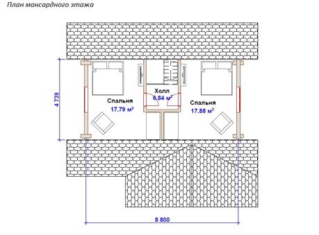 План дома из оцилиндрованного бревна «Пригорок» с террасой