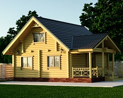 Проект дома из оцилиндрованного бревна «Пригорок» с террасой